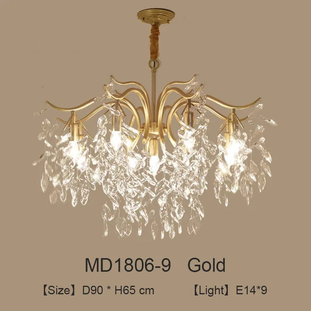 Nordischer LED-Kronleuchter aus Kristall, luxuriöse Dekoration