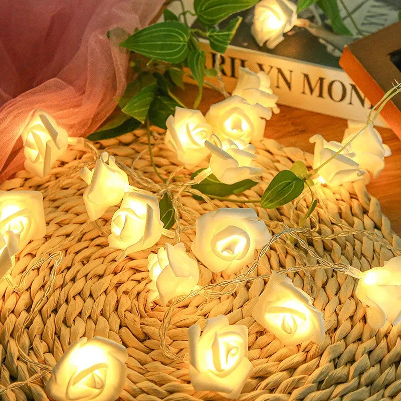 guirlande lumineuse roses en mousse pour mariage et saint valentin - vue 2 sur 11