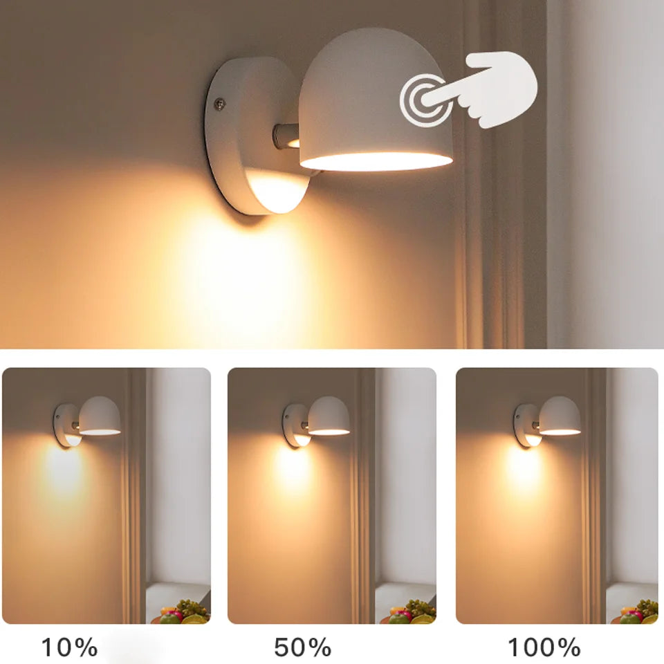 applique murale led avec variateur tactile rotatif 350° et prise de chevet - vue 4 sur 16