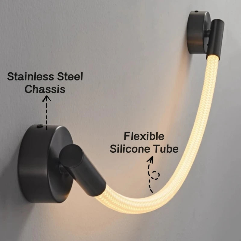 applique murale led minimaliste en silicone et fibre tissée
