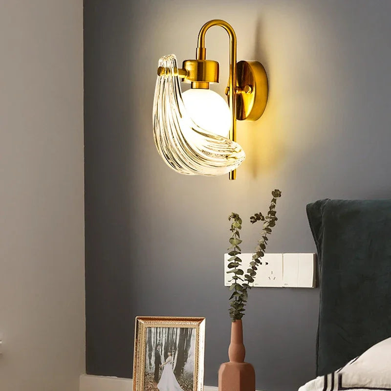 lustre de luxe en verre de coquille avec lampes led créatives - vue 5 sur 18