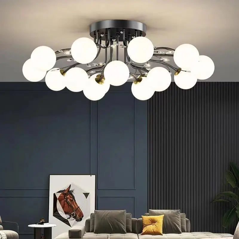 lustre à led en verre bulles design moderne et élégant - vue 6 sur 18