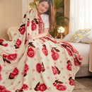 Plaid polaire motifs floraux et carreaux style doux