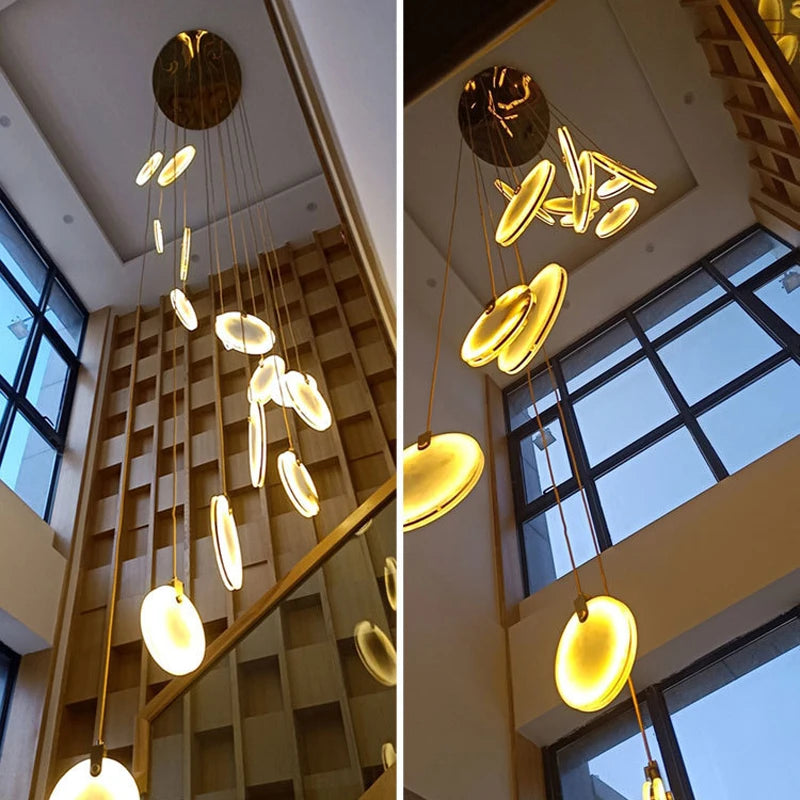 lustre led artistique en marbre doré à intensité réglable