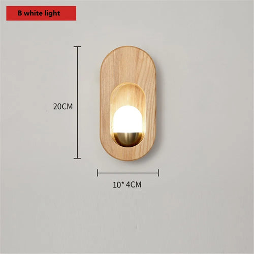 Moderne nordische Wandleuchte aus Holz mit dekorativer LED - vue 10 sur 10