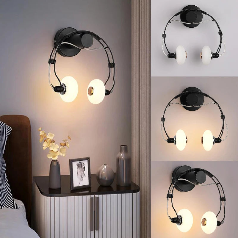 Applique murale LED créative en forme de casque audio - vue 6 sur 9
