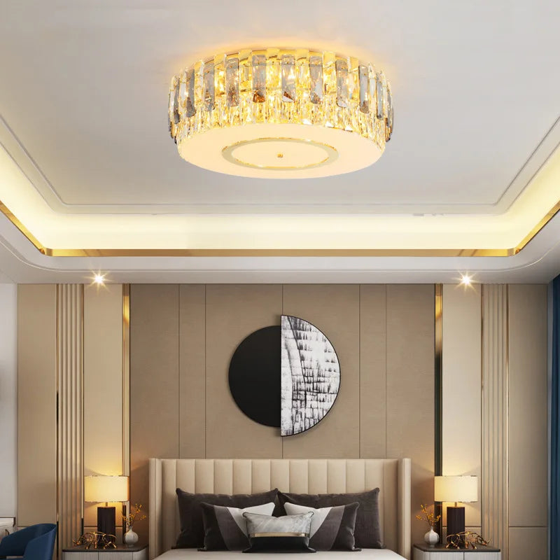 plafonnier led dimmable en verre de cristal rond moderne - vue 3 sur 11