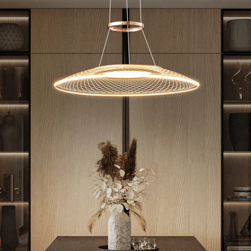Lustre anneaux design pour salon double pour cuisine île hôtel Restaurant LED - vue 6 sur 11