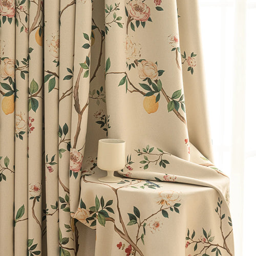 Rideau occultant motif plantes élégant chambre fille salon