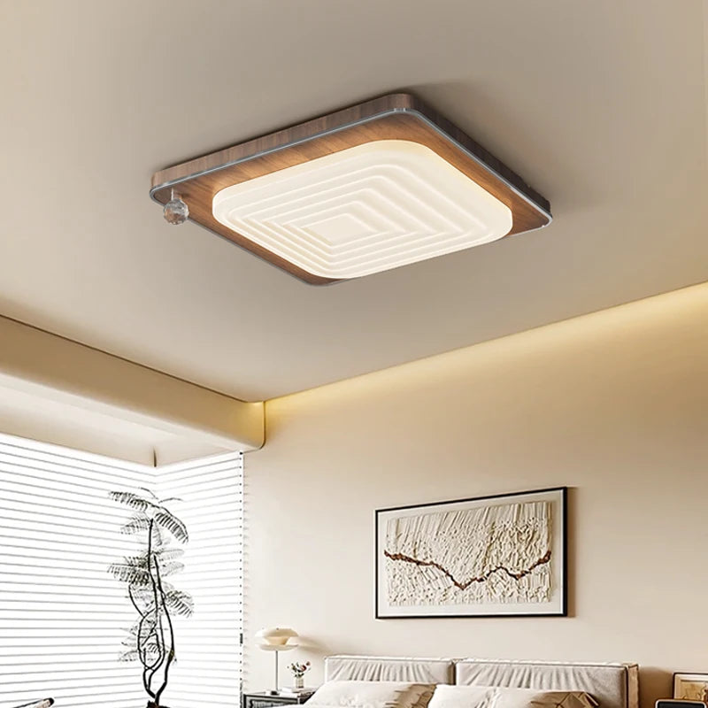 plafonnier à led style médiéval en bois rétro élégant - vue 4 sur 12