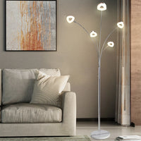 Depuley Lampadaire LED à 5 lumières à intensité variable pour chambre à coucher avec bras et tête réglables - Lampes modernes à poteaux hauts pour bureau