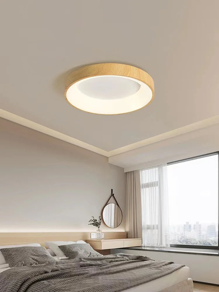 plafonnier chinois Ultra-mince rond en Grain de bois - vue 6 sur 16