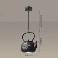 Asie du Sud-Est Rétro Vintage Résine Théière Suspension Led Lumières Cuisine Salle À Manger Loft Déco Pays Suspension Luminaire Design