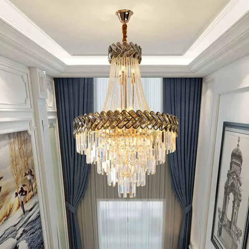 lustre led en cristal design moderne pour villa duplex - vue 4 sur 14