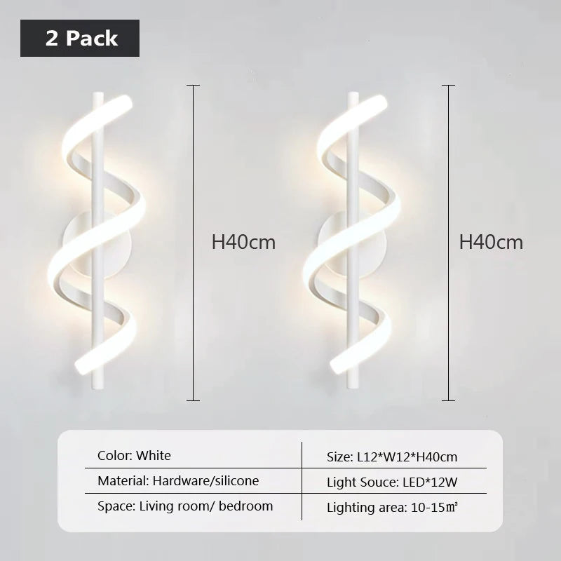 Applique murale nordique led noir blanc or