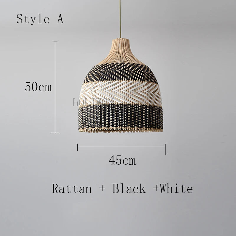 Vintage-Pendelleuchte aus handgeflochtenem Rattan für Retro-Dekoration