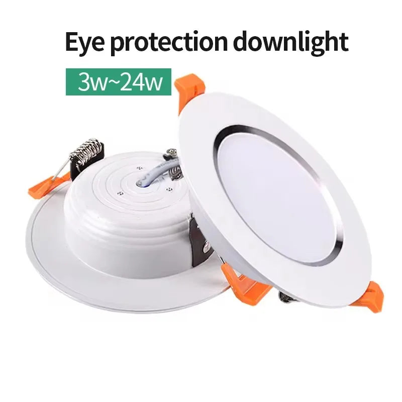 Luz descendente LED empotrada en el techo, lámpara blanca fría y cálida AC220V 3 colores de atenuación, 5W 7W 9W12W 15W 18W 24W - vue 5 sur 9