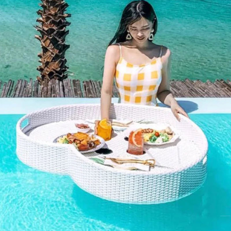 plateau en rotin nordique pour fruits et boissons de piscine - vue 4 sur 22