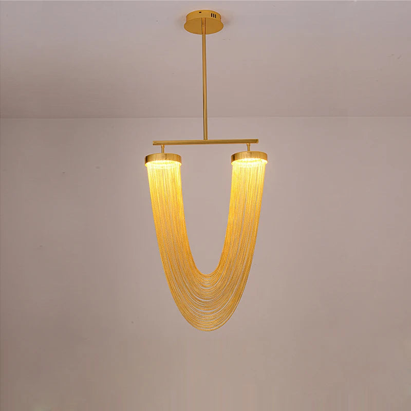 lustre art déco led dimmable en aluminium doré design élégant moderne - vue 5 sur 21