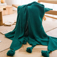 plaid grosse maille gaufré avec pompons style nordique