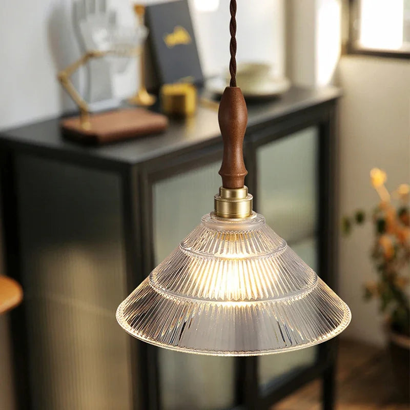 suspension moderne en cuivre et bois pour intérieur décoratif - vue 7 sur 10