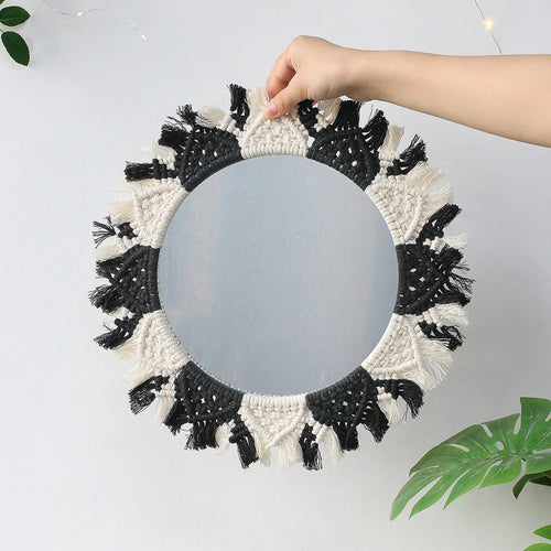 miroir mural en macramé style bohème pour décoration intérieure - vue 7 sur 13