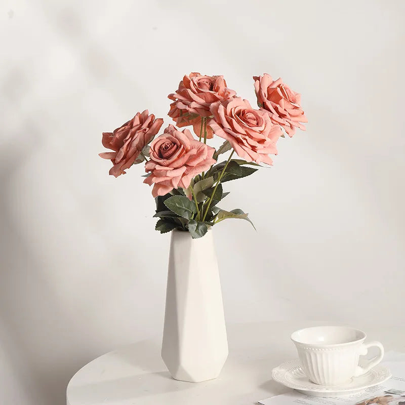 bouquet de roses artificielles en soie décoratives pour intérieur - vue 4 sur 15