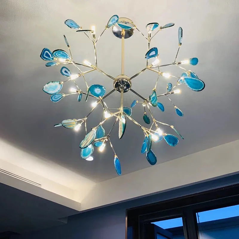 LED-Deckenleuchte aus natürlicher Achat für romantische Innendekoration - vue 6 sur 9