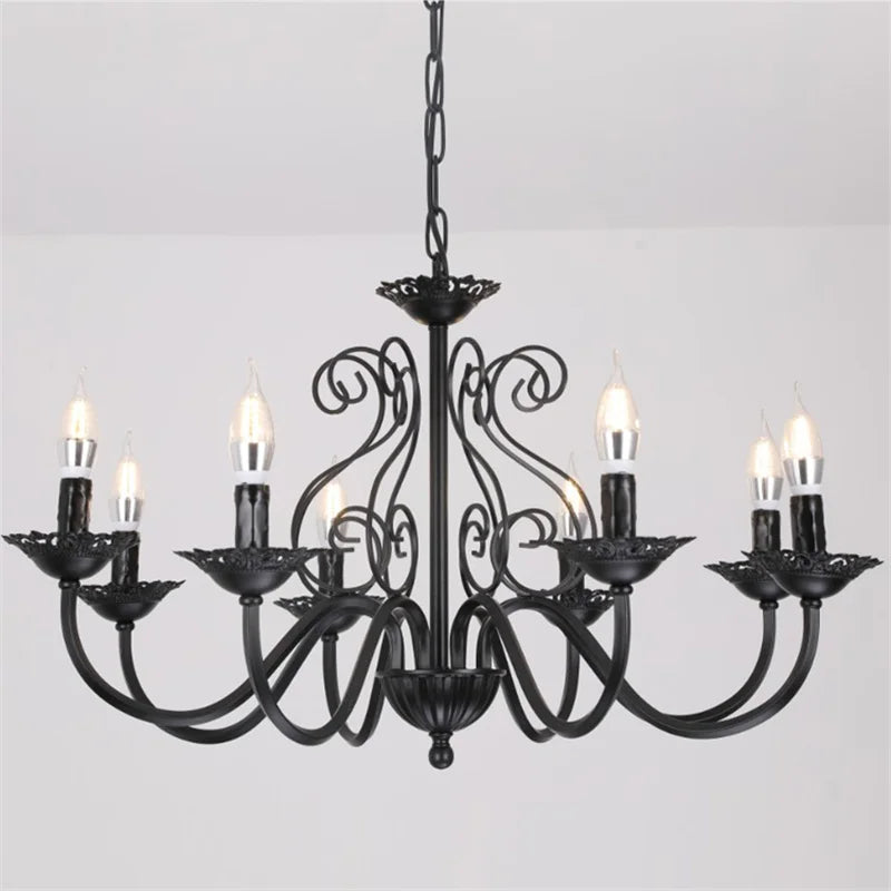 lustre rétro en fer forgé style campagnard américain pour décoration intérieure - vue 6 sur 12