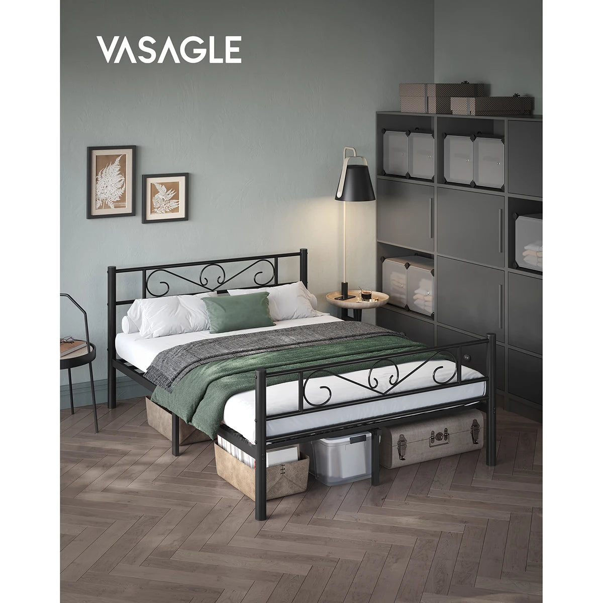 VASAGLE Single Bed Frame, Metal Bed Frame, Fits 90 x 190 cm Mattress, Easy Assembly, for Small Spaces, Guest Room