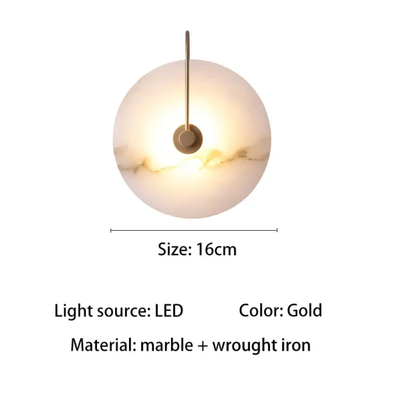 Moderne LED-Wandleuchte Marmor Schwarz Gold Luxus - vue 11 sur 11