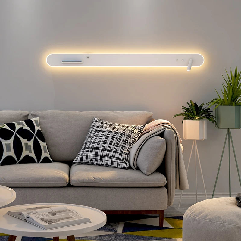 applique murale led de chevet multifonction avec port usb et chargeur sans fil - vue 4 sur 12