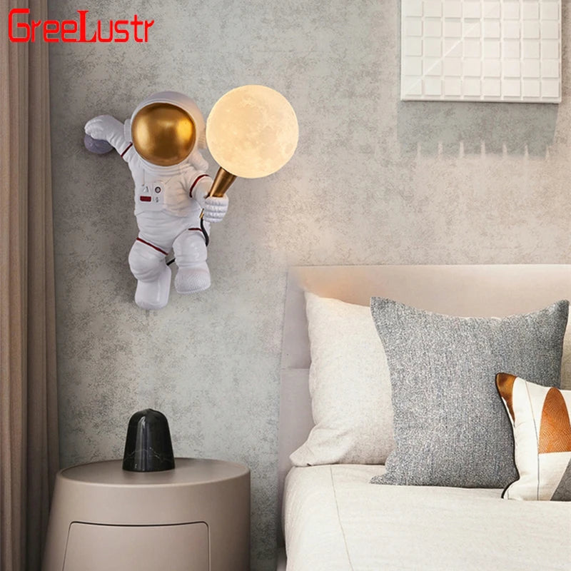 Lampe Nordique LED chambre d'enfants astronaute lune chambre chevet fond - vue 3 sur 9