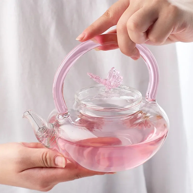 Theiere papillon verre borosilicate haute temperature design - vue 4 sur 7