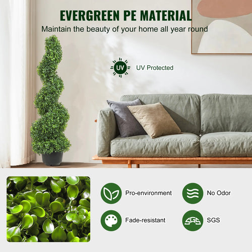 plante artificielle topiaire spirale décorative en plastique vert