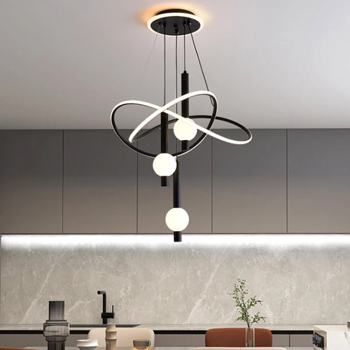 lustre moderne léger avec éclairage led pour intérieur - vue 3 sur 9
