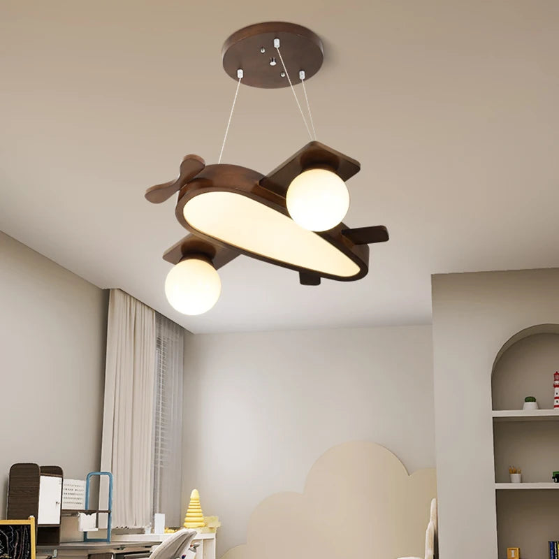suspension en bois massif motif avion pour enfants