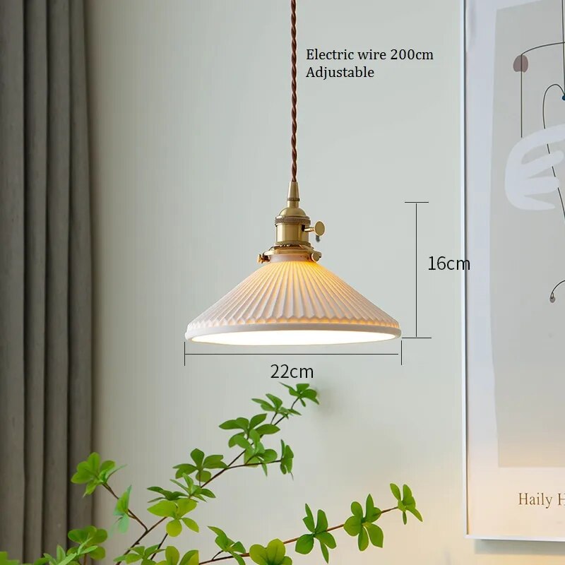 Suspension en céramique et cuivre au design nordique Vintage - vue 4 sur 8