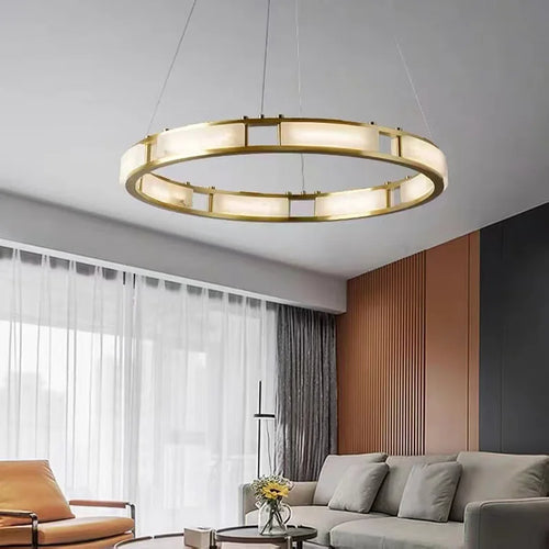 Runder LED-Marmor-Kronleuchter postmodern dimmbar - vue 7 sur 10