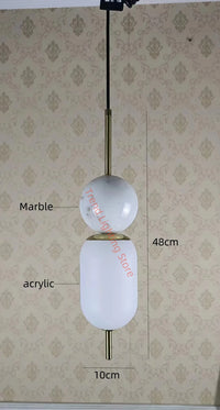 suspension LED style 	 en acrylique et marbre naturel
