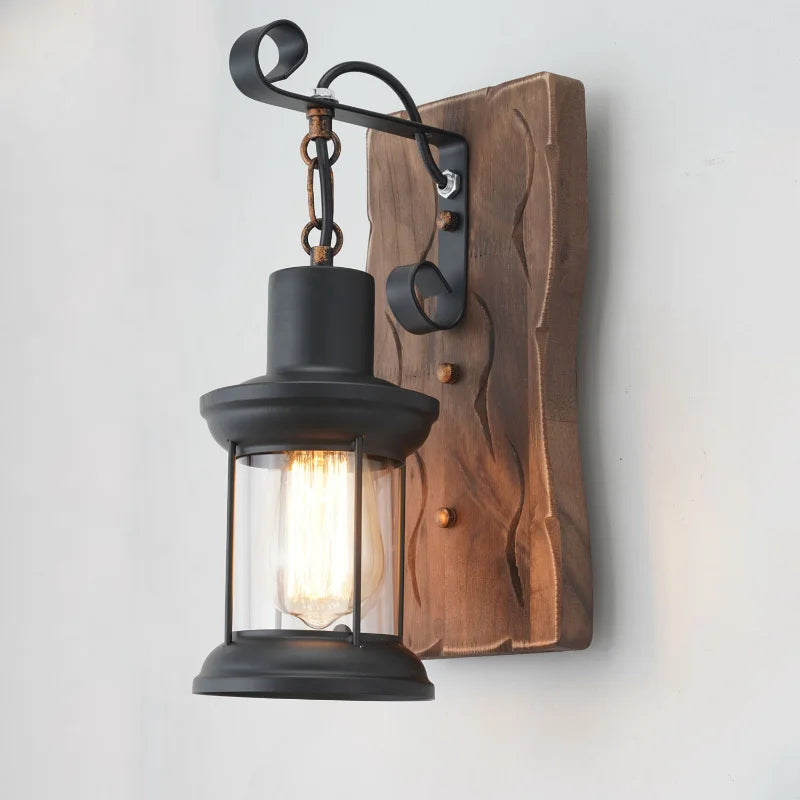 applique murale industrielle vintage en bois pour restaurant bar - vue 3 sur 7