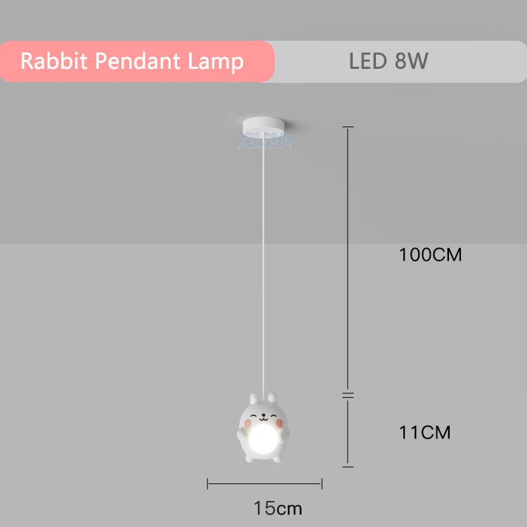 Pendelleuchte mit Tiermotiven Hase und Bär für das Kinderzimmer augenfreundlich