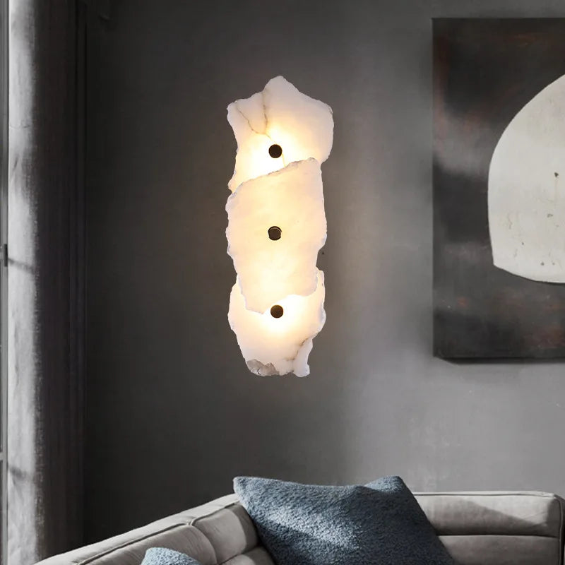 applique murale moderne en laiton et marbre naturel design luxe - vue 2 sur 12