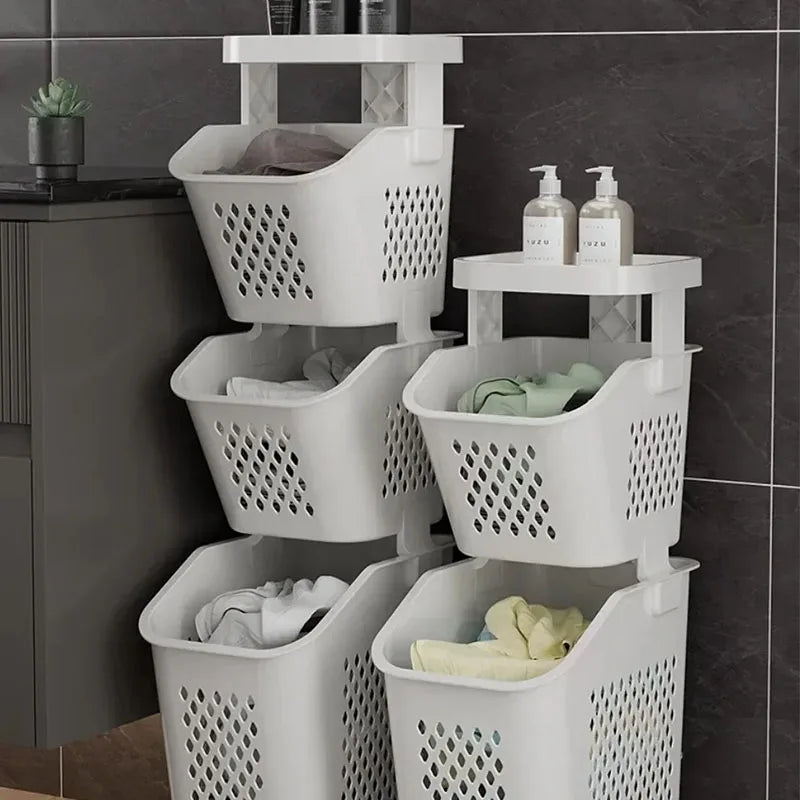 panier de rangement pour linge sale avec roulettes pratiques - vue 5 sur 9