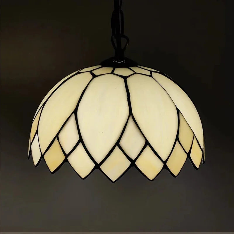 Tiffany-Pendelleuchte mit Blättermotiv für elegante Innendekoration - vue 6 sur 6