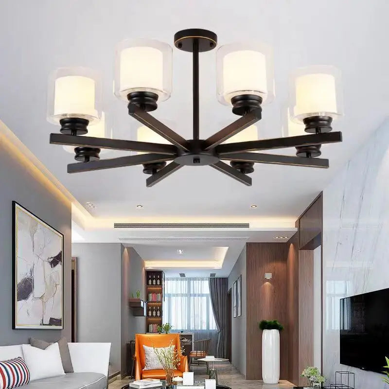 lustre moderne en verre avec éclairage led design luxe - vue 3 sur 14