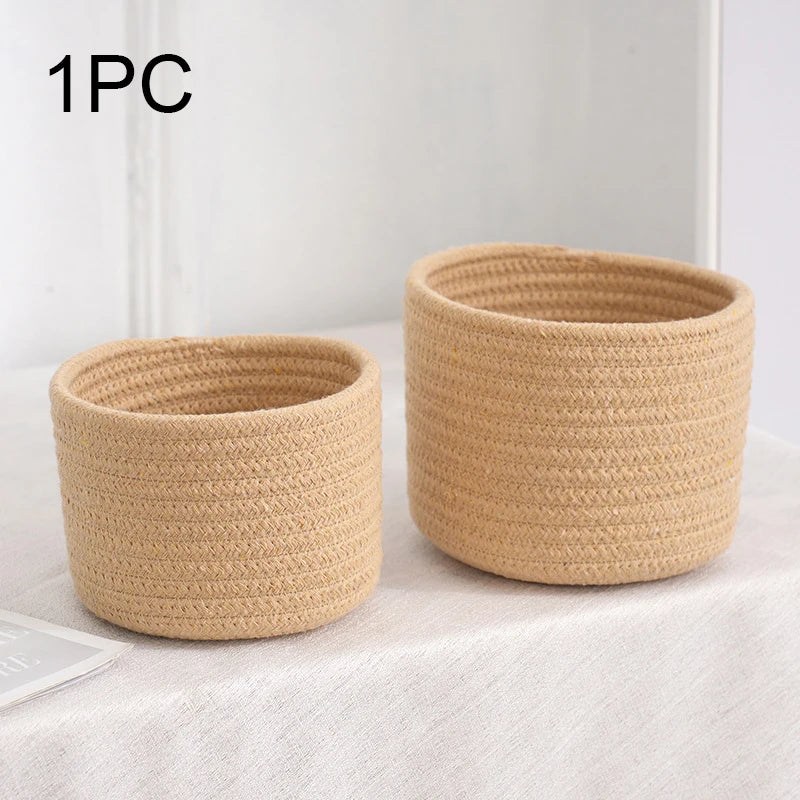 paniers de rangement en corde de coton pour jouets et objets divers - vue 9 sur 12