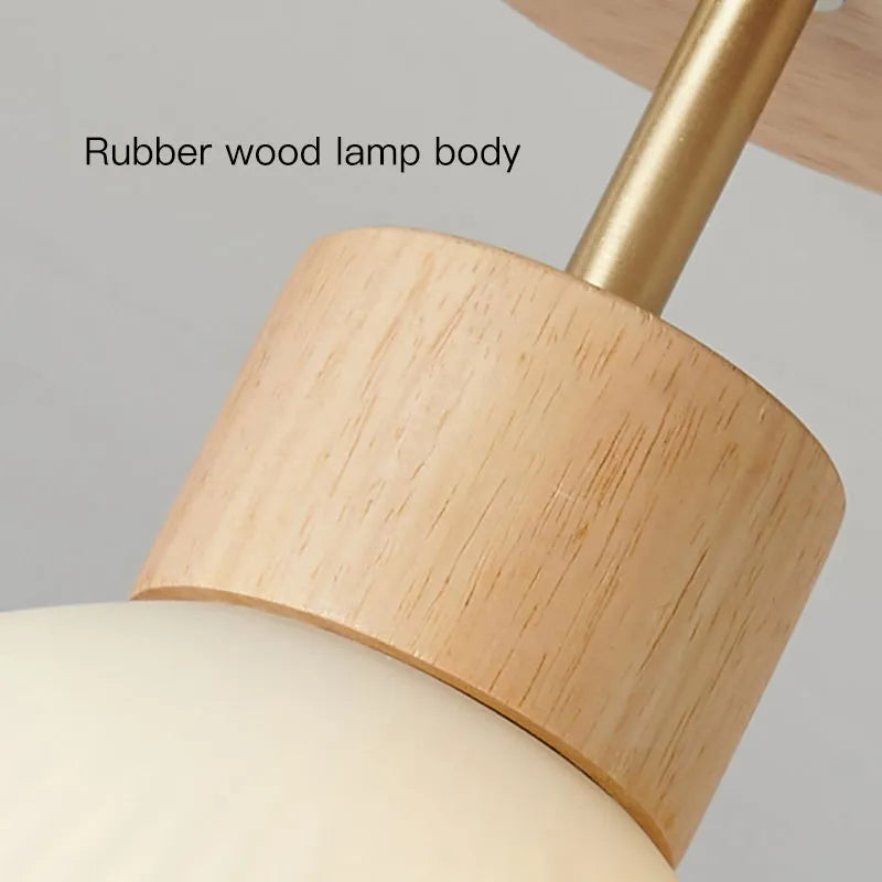 LED-Deckenleuchte Holz Glas für Flur, Korridor, Garderobe, Balkon, nordisches Design - vue 6 sur 9