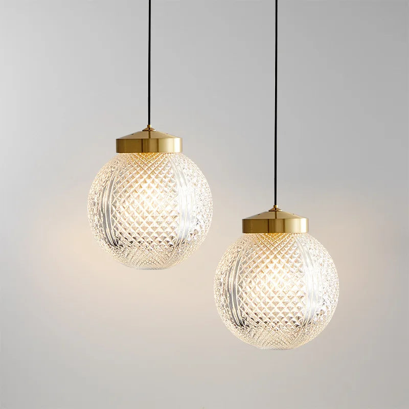 Moderne Pendelleuchte aus Kupfer mit höhenverstellbarem Glas-Kabel - vue 3 sur 9