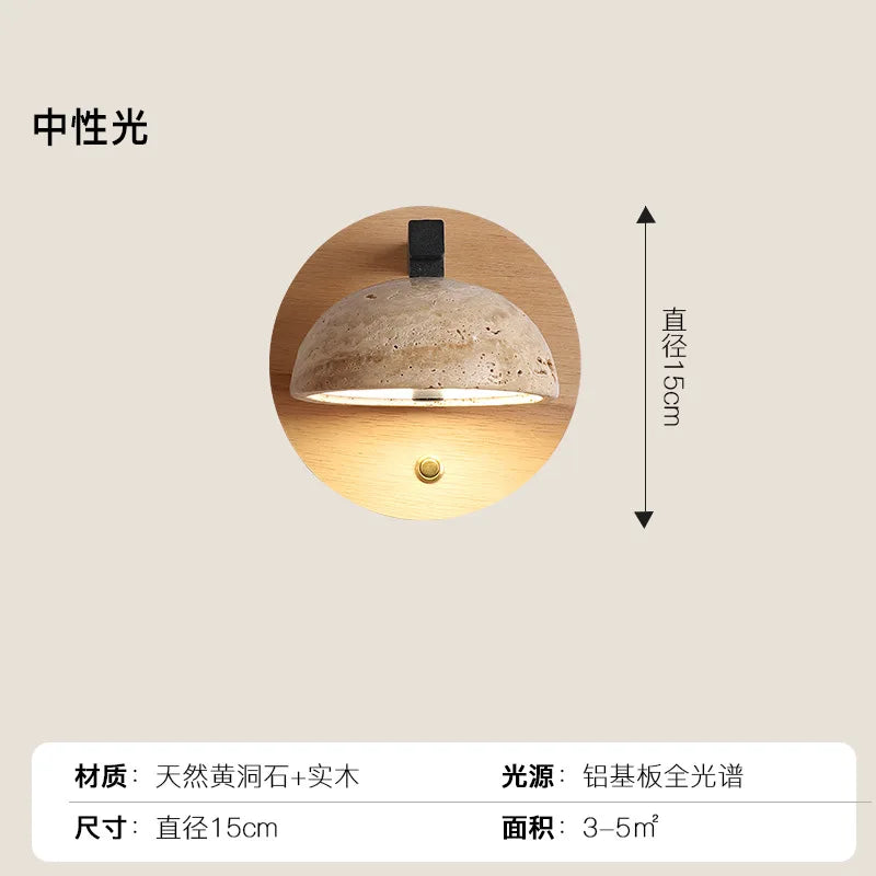 Wabi-Sabi-Wandleuchte aus Stein für die Innendekoration